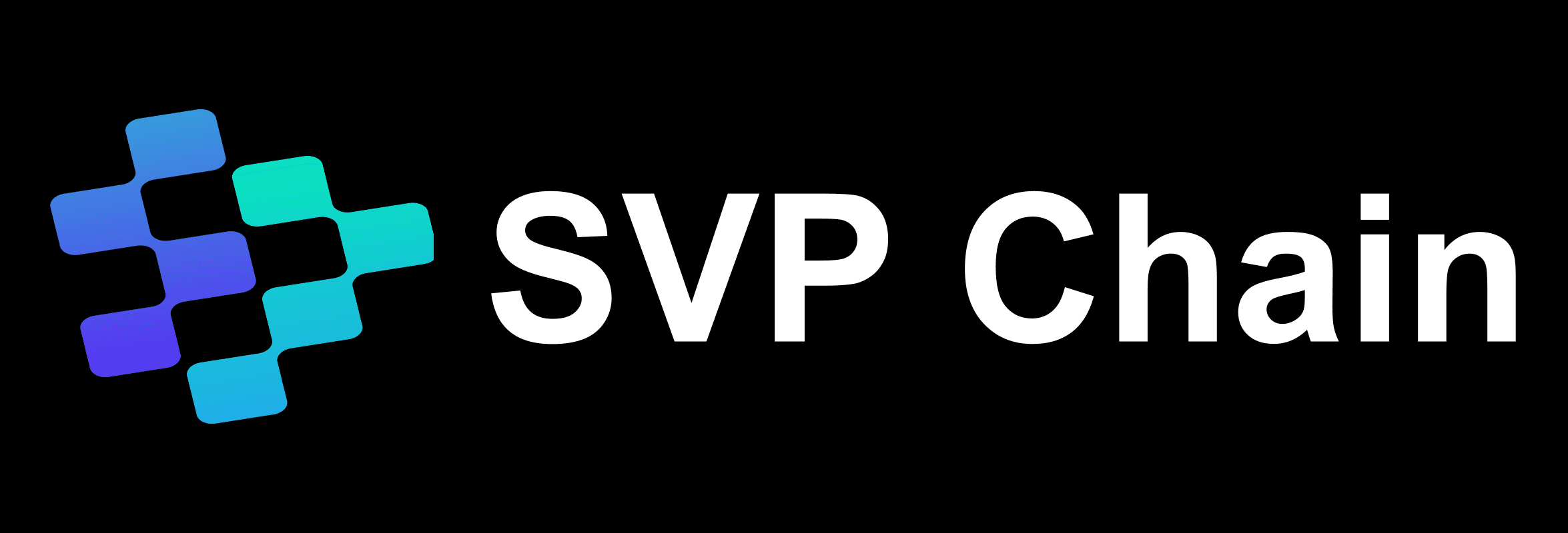 Full-color horizontal SVP Chain logo on black background